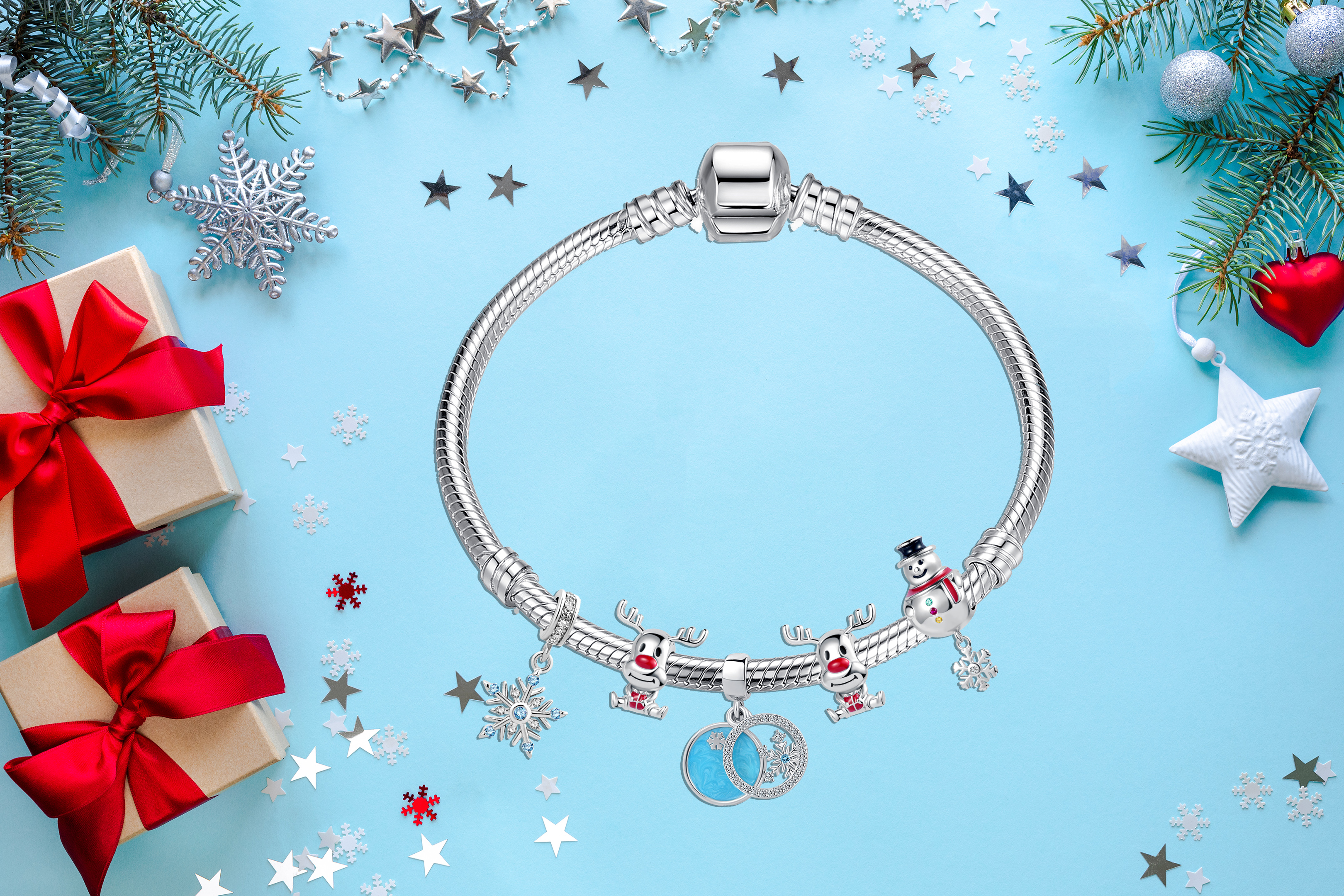 Charm De Plata De Ley S925 Navideño - Hombre De Jengibre Y Casa - Para Pulsera O Collar - Regalo Para Mujeres Y Niñas