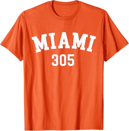 Miniatura 25 de Miami 305 USA American College Font T-Shirt Negro,Azul Marino,Azul Pastel,Arándano,Rojo,Plateado,Hierba,Verde Kelly,Marrón,Verde Oliva,Jaspeado