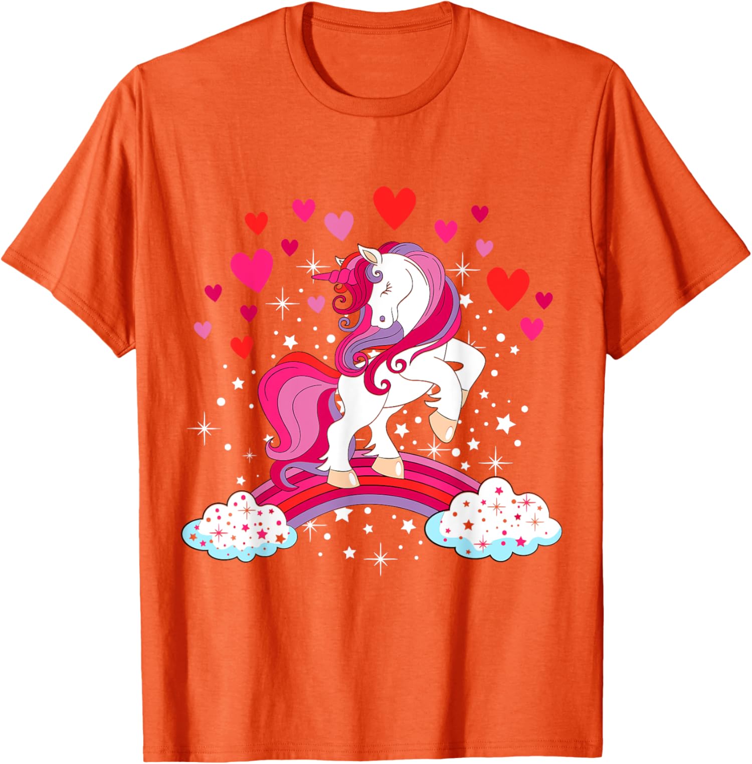 Unicorn Valentines Day Love Heart Rainbow Unisex T-Shirt - Picture 9 of 14