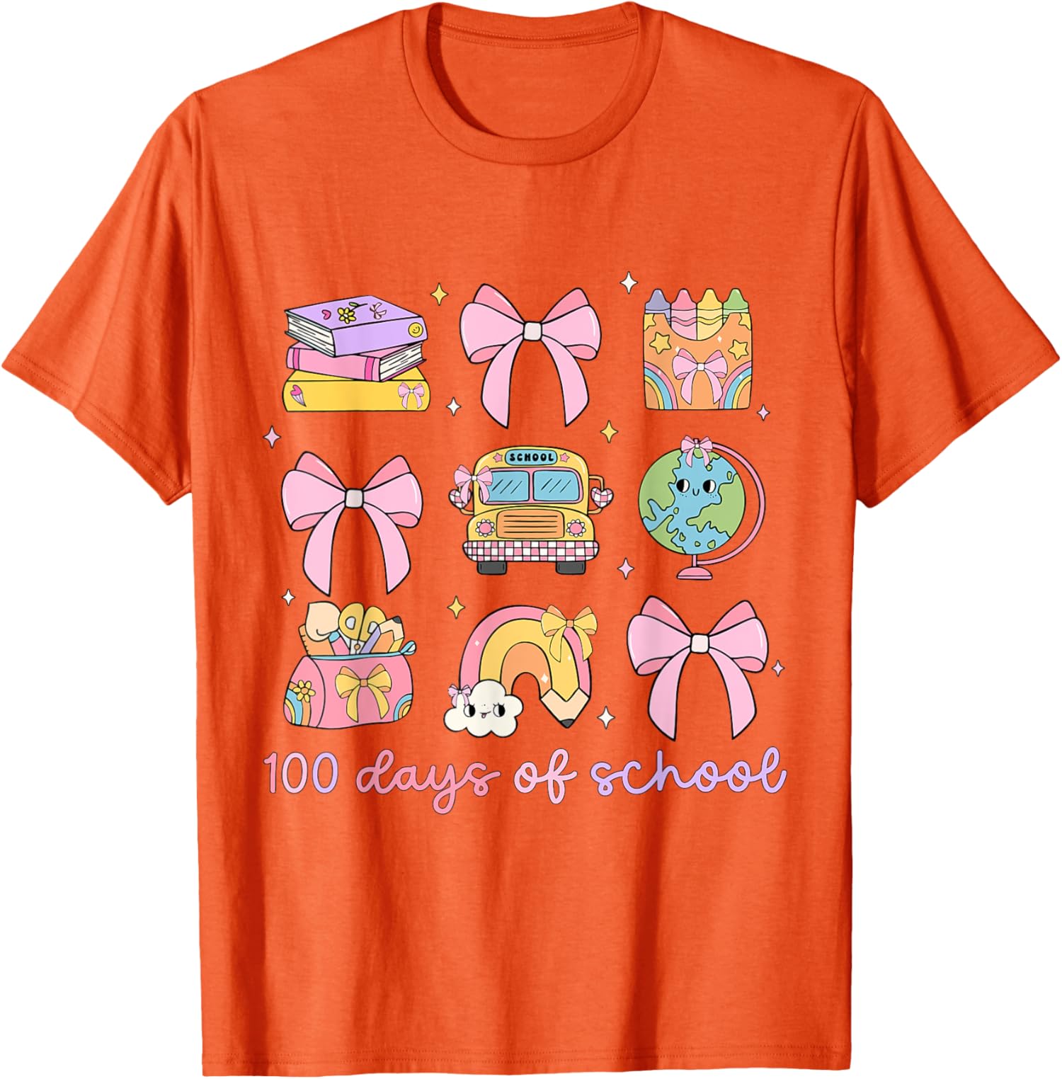 Coquette Bow 100 Days Of School Teacher Student Unisex T-Shirt - Picture 5 of 10