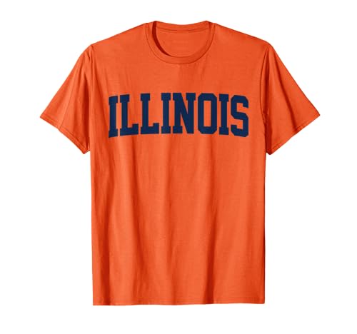 Retro Illinois Tee Vintage Illinois Orange Blue Throwback IL T-Sh...