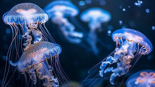 Jellyfish Screensaver: Underwater HD Colorful Neon Glowing Jellyfish Videos, Relaxing Music, and Tra