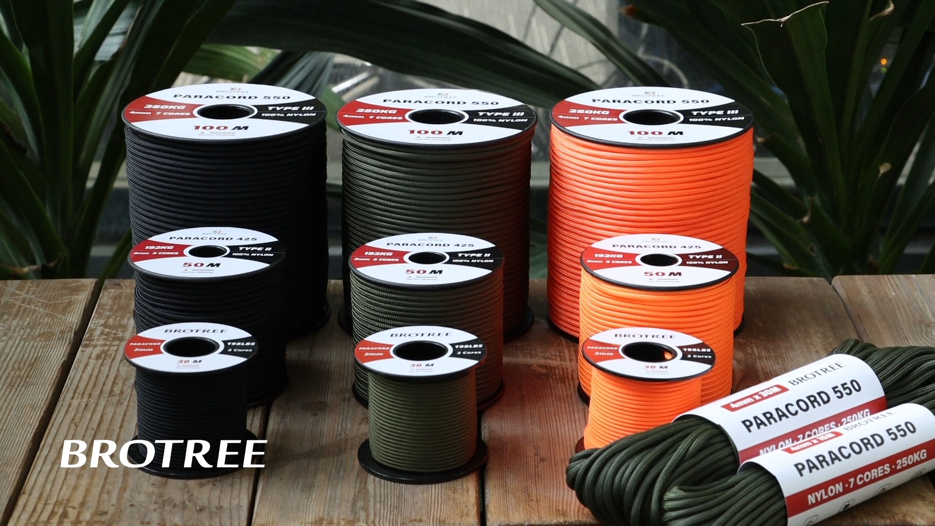 Paracorde 550 Brotree - 4mm, 7 Brins, Charge 250kg - 15m Nylon - Pour Survie Et Bricolage