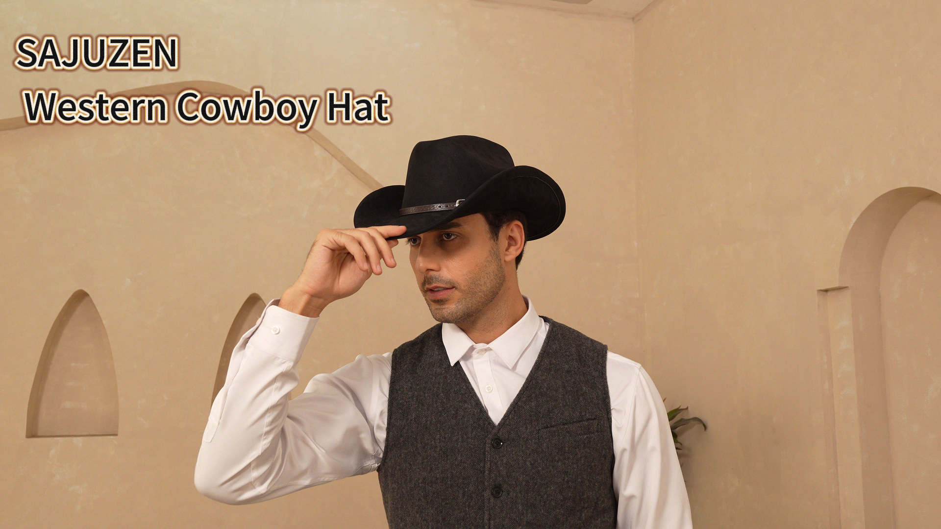 Wide Brim Felt Suede Western Hat - Universal Fit Cowboy Hat Wide Brim Felt Cowboy Hat for Women Men Western Suede Cowboy  main image 2