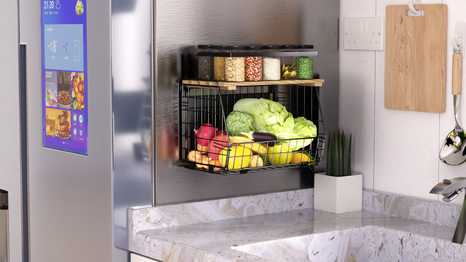 Amazon.com - GGIU Magnetic Shelf for Fridge with Lid: 2 Pack Fruit