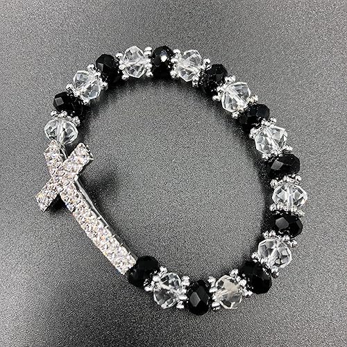 12negro transparente de vidrio bautizo favor pulsera primera Comunión favor 12piezas recuerdos de bautizo