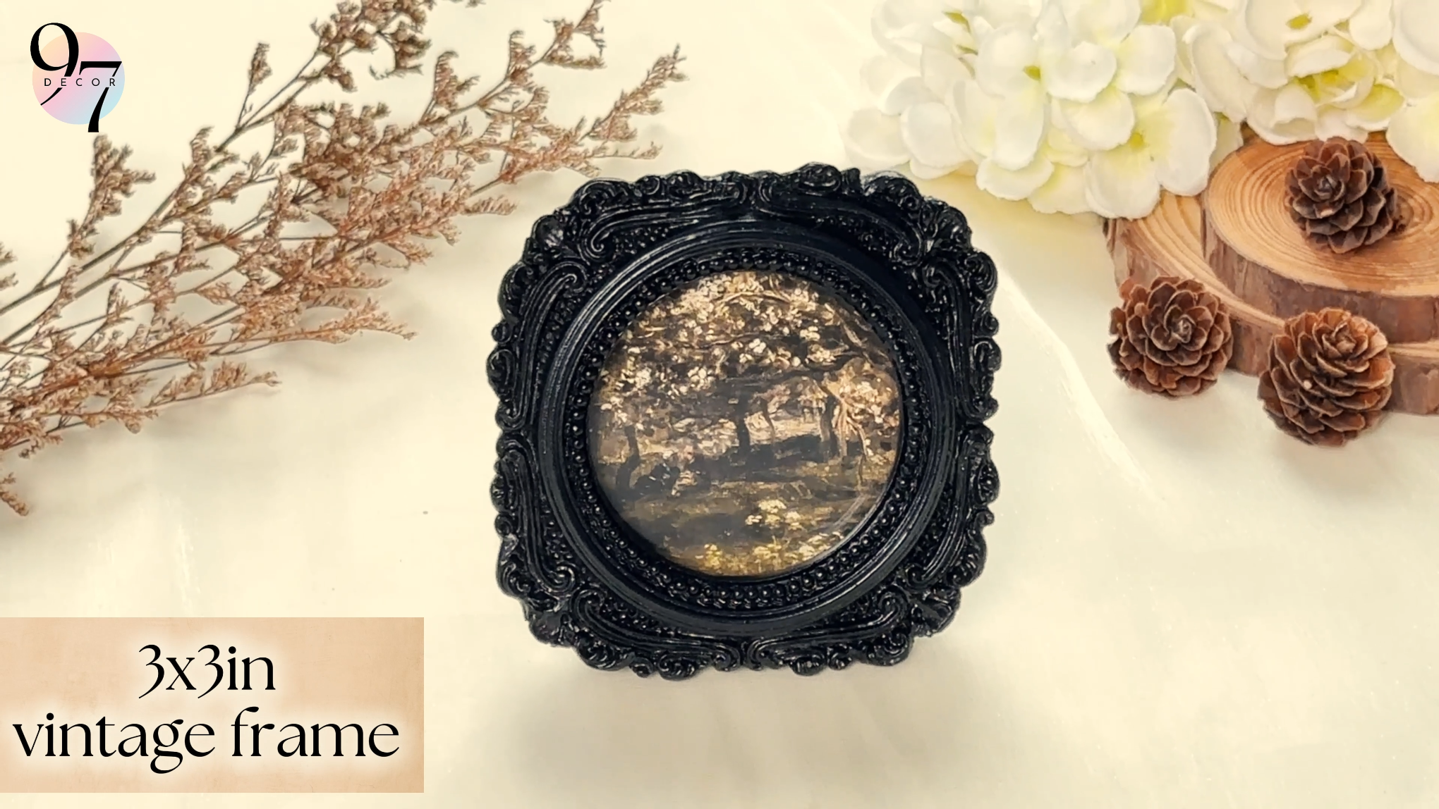 Amazon.com: 97 Decor Gothic Picture Frame 3x3, Black Ornate Round