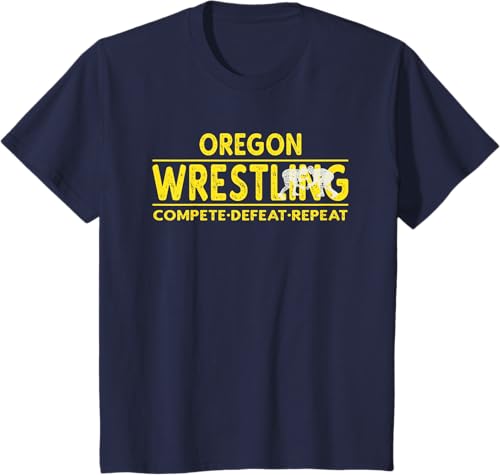 Miniatura 49 de Oregon Wrestling - Compete, Defeat, Repeat T-Shirt Negro,Azul Marino,Asfalto,Blanco,Azul Pastel,Arándano,Rojo,Verde Bosque,Verde Kelly,Verde