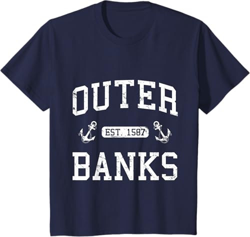 Miniatura 8 de Outer Banks NC North Carolina T-Shirt Black,Navy Blue,Asphalt Grey,Dark Heather Grey,Royal Blue