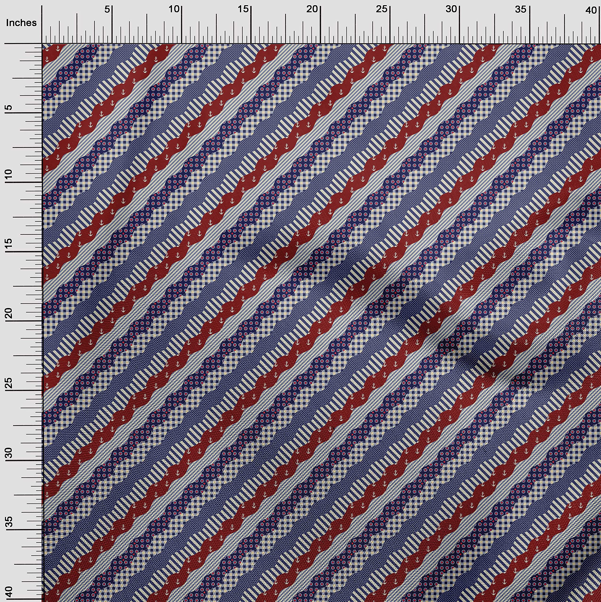 oneOone Cotton Poplin Twill Maroon Fabric Patchwork Patchwork