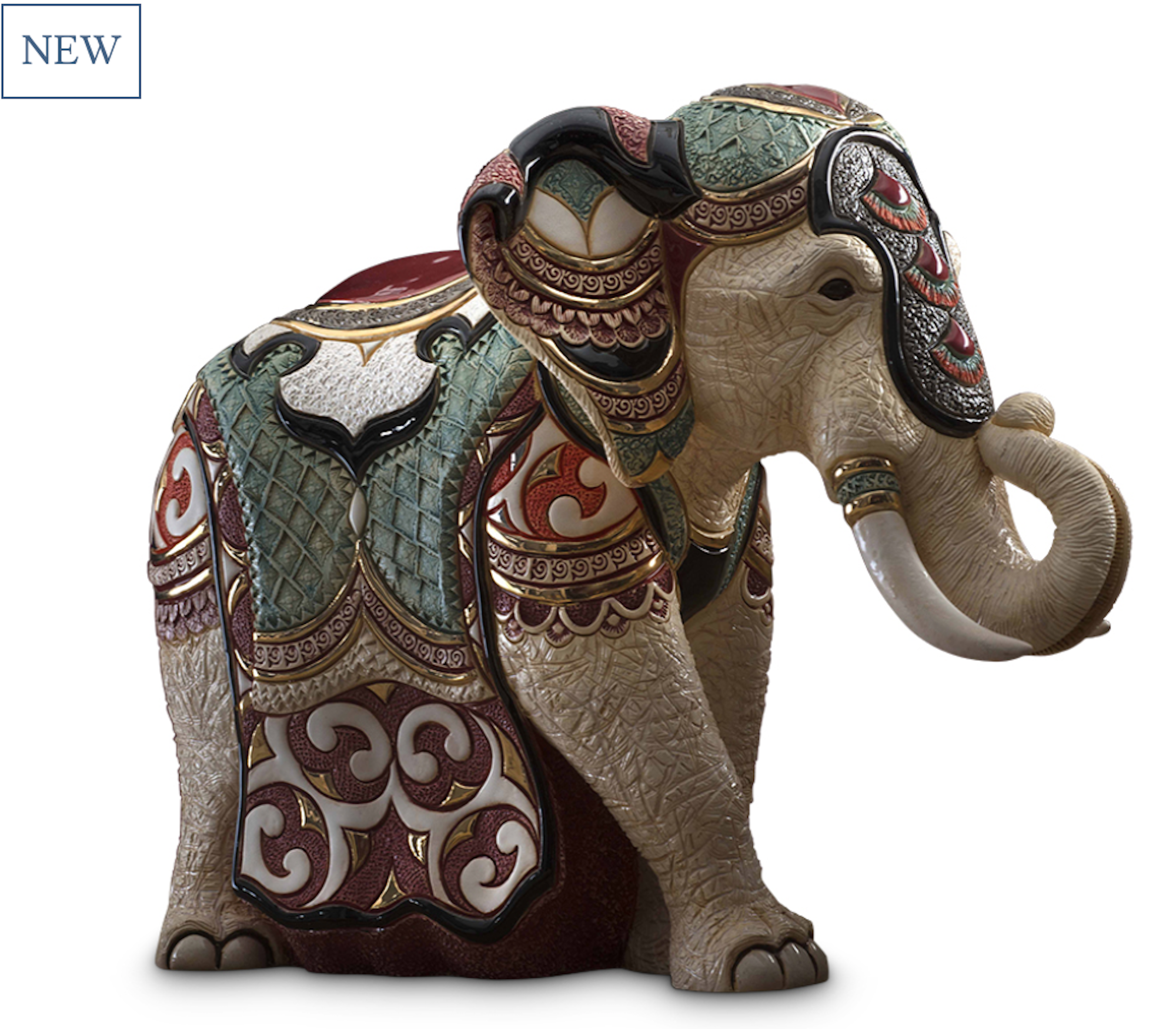 Estatua de elefante asiático de cerámica De Rosa 473 miniatura 7