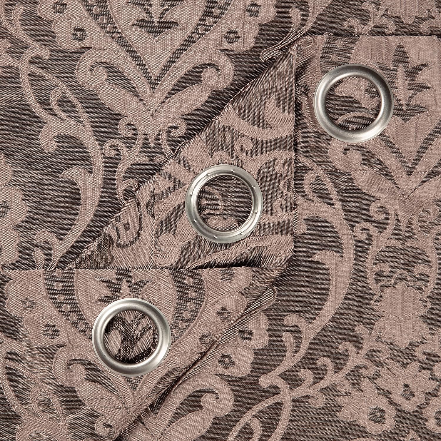 Chanasya Premium Damask Pattern Luxury Brown Curtains - 63 Inch Panels with Grommets - for Living Room Windows Bedroom Kitchen Dining - Elegant Jacquard Classy Design - Room Darkening 2 Panel Set