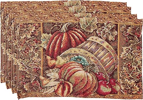 Miniatura 6 de Violet Linen - Tapiz de lino para cosecha de otoño, Acción de Gracias, hojas de otoño, girasoles, frutas, calabazas, tapiz tejido de algodón de
