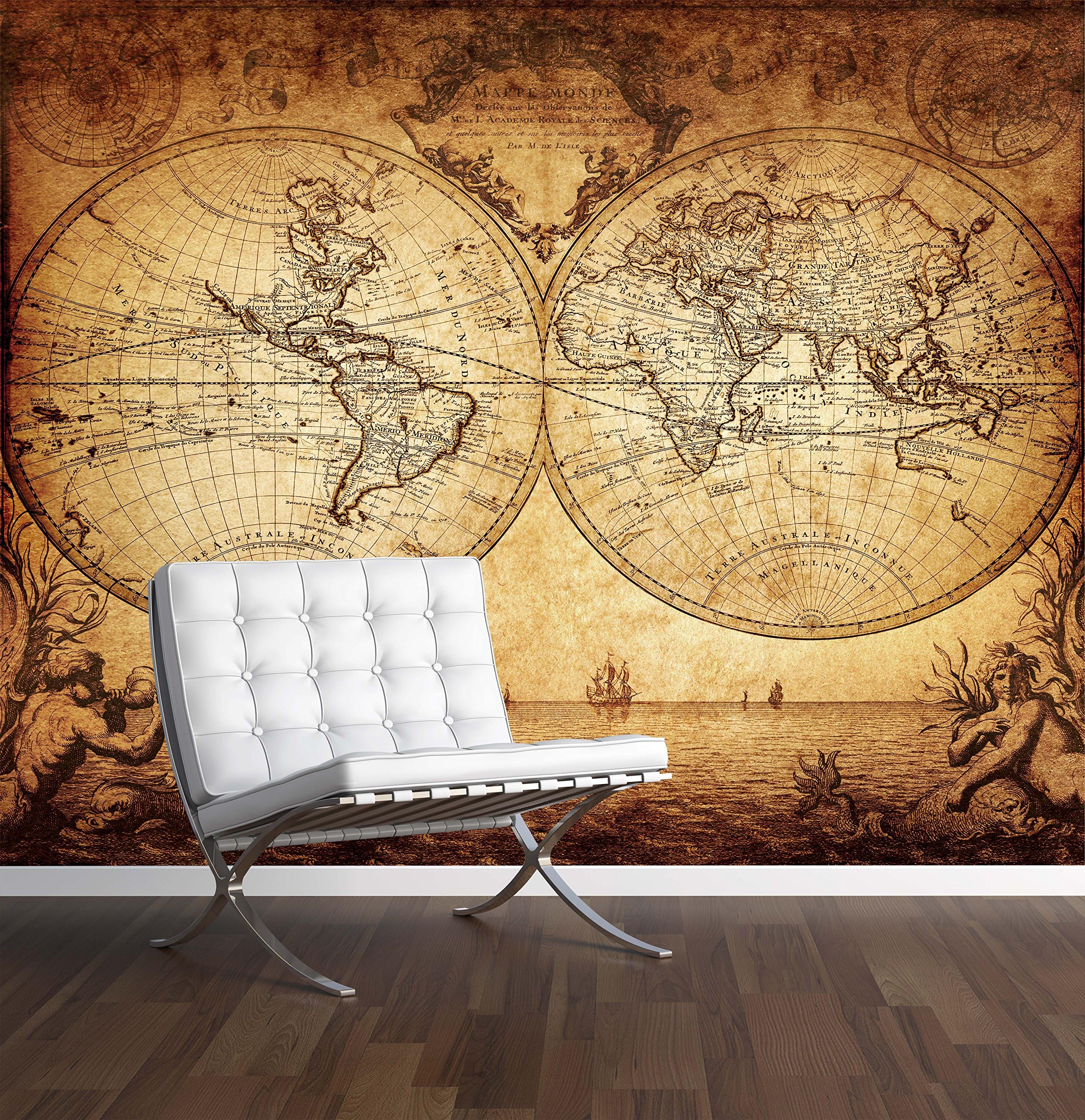 Vintage World Map Wall Mural Photo Wallpaper Antique Old Style (Large ...