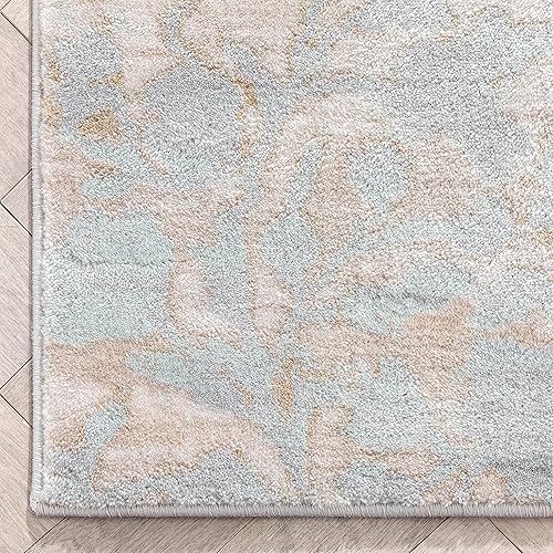 Miniatura 5 de Well Woven Stella - Alfombra moderna de medallón ecléctico azul (5 pies 3 pulgadas x 7 pies 3 pulgadas), color azul menta y beige, alfombra de felpa