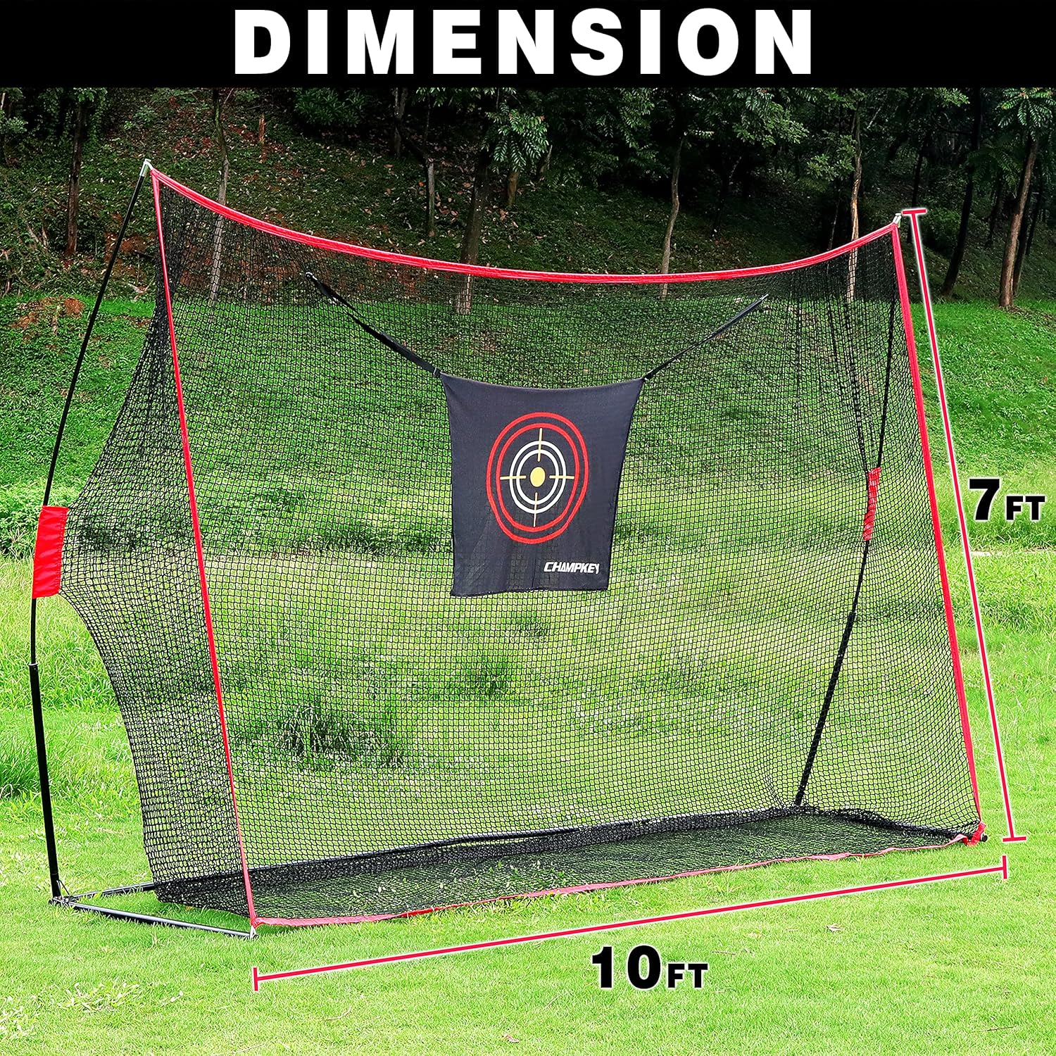 CHAMPKEY 10' x 7' Golf Hitting Net with 16" x 24" Huge Golf Hitting Mat | Heavy-Duty Steel Frame and 5 Ply-Knotless Netting Practice Golf Net : Sports & Outdoors