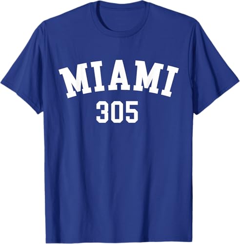 Miniatura 76 de Miami 305 USA American College Font T-Shirt Negro,Azul Marino,Azul Pastel,Arándano,Rojo,Plateado,Hierba,Verde Kelly,Marrón,Verde Oliva,Jaspeado