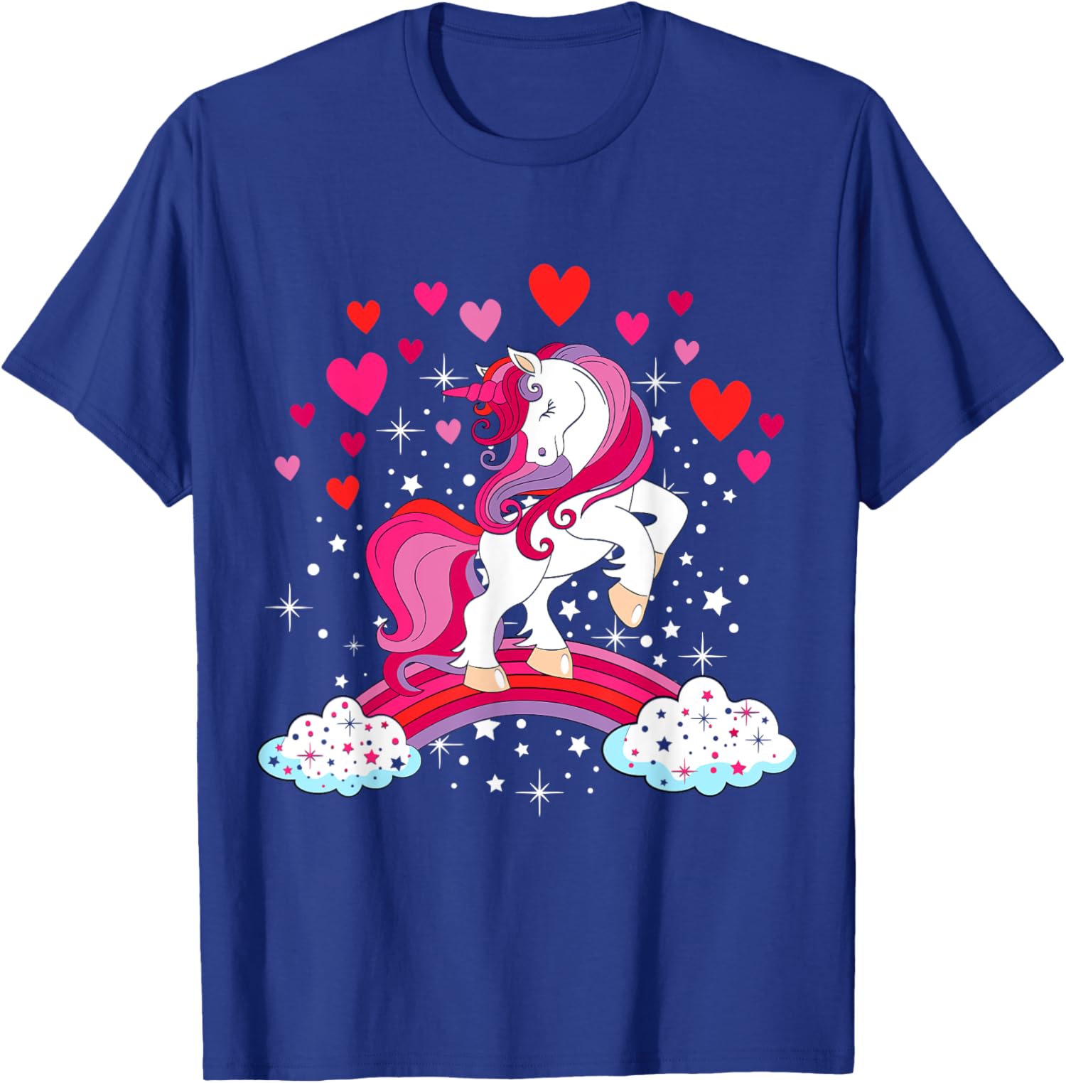 Unicorn Valentines Day Love Heart Rainbow Unisex T-Shirt - Picture 12 of 14
