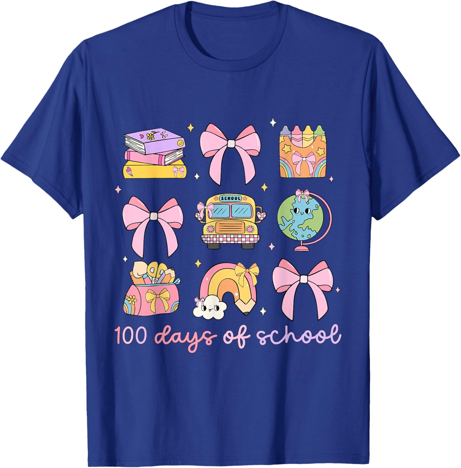 Coquette Bow 100 Days Of School Teacher Student Unisex T-Shirt - Picture 8 of 10