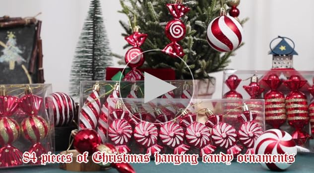 Amazon.com: 84 Pcs Christmas Candy Ornament Set Red and