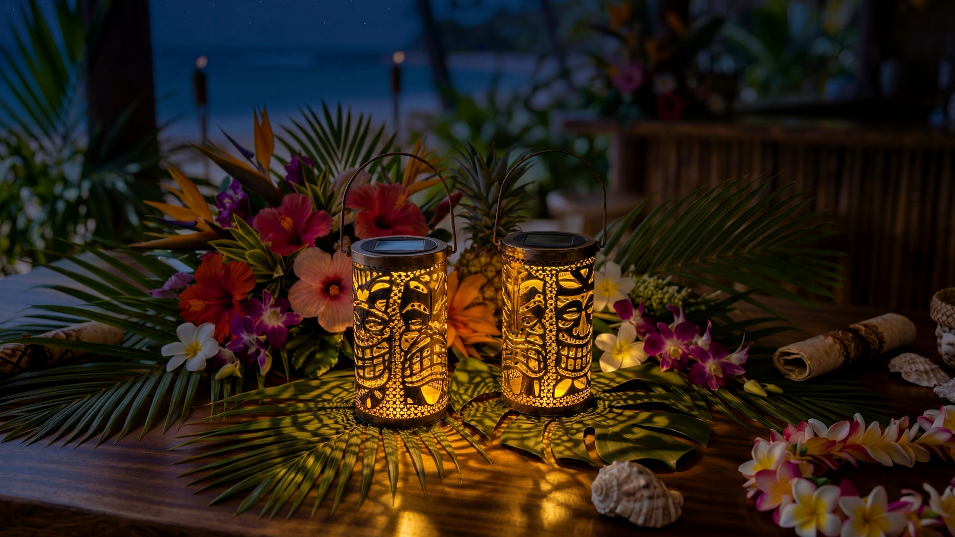Amazon.com: Glooglitter 2 Pack Tiki Solar Lanterns Tiki Bar Light