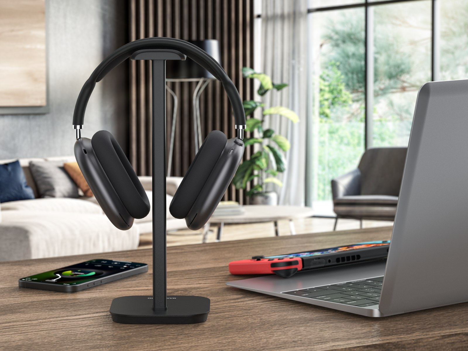 MAMUVIMO Aluminum Headphone Stand - Desktop Holder For Gaming Headsets, Music Headphones & Studio Gear