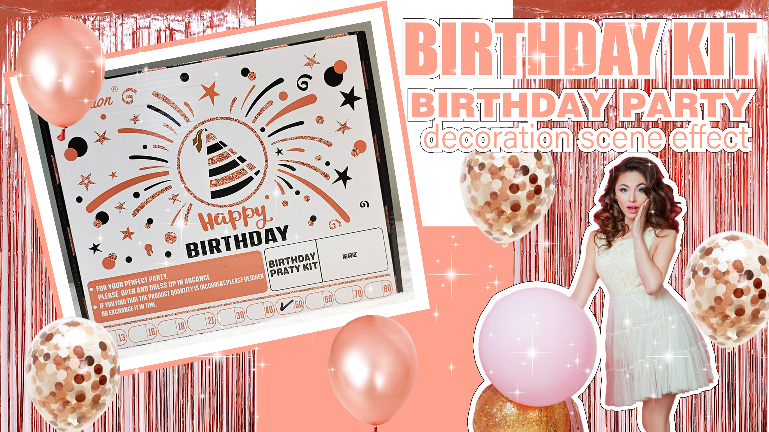 ROSE GOLD BOX - Birthday decorations unpacking display