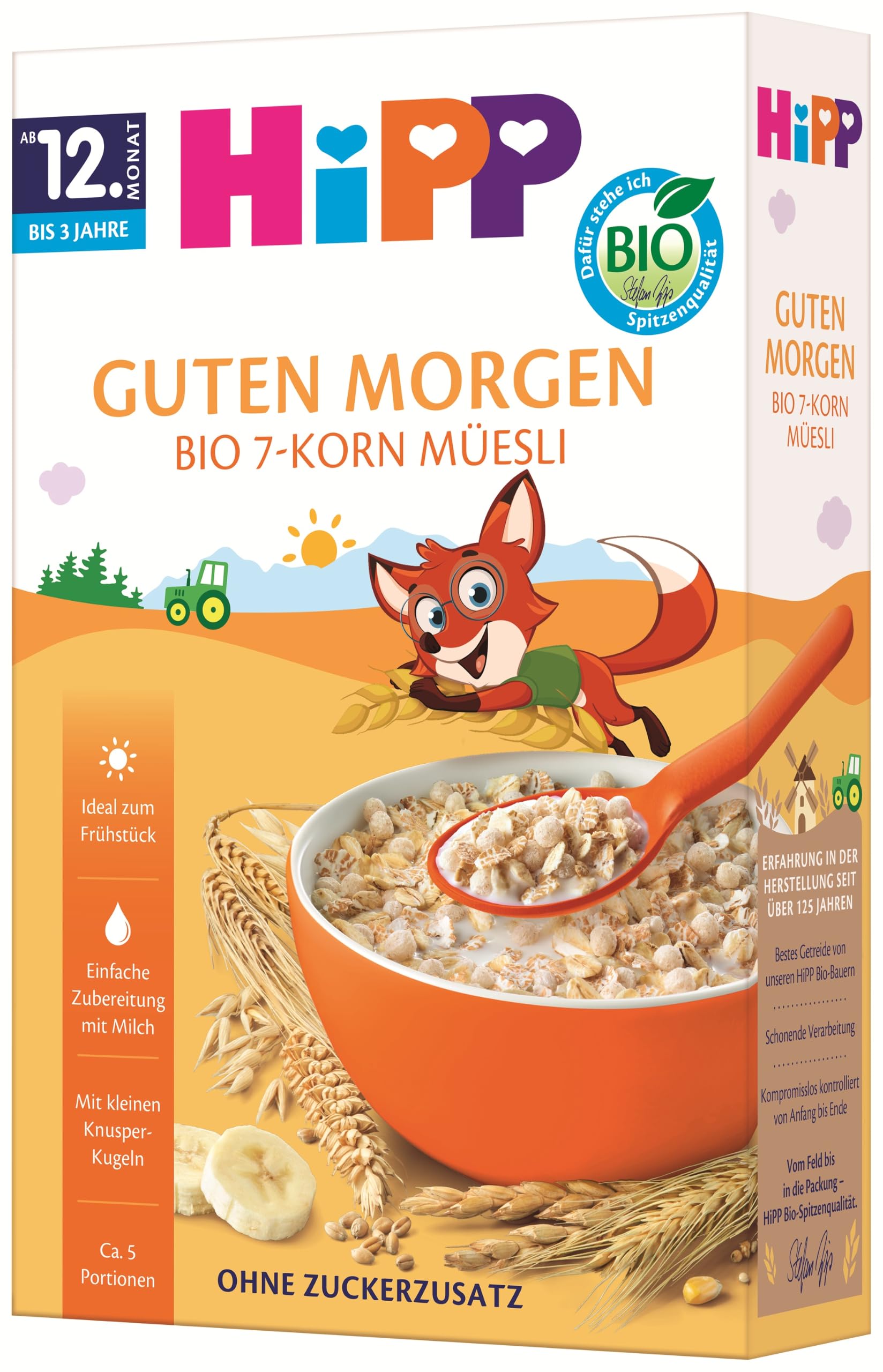 HiPP Bio 7-Korn-Müesli (8 x 200g), ab 12. Monat, mit wertvollem Vollkorngetreide, ohne Zuckerzusatz, besonders feine Stückchen - leicht zu kauen, ideal für erste Selbstlöffelversuche