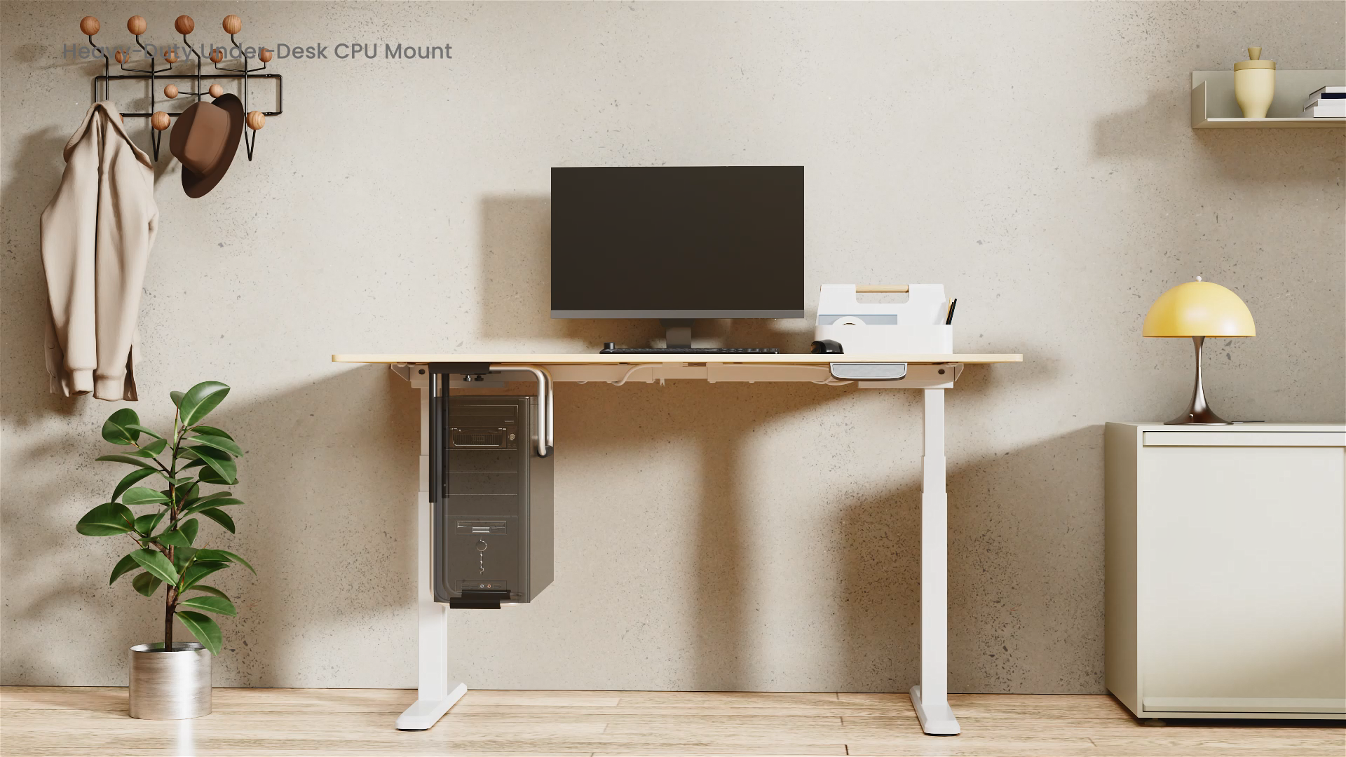 Support PC Réglable Sous Bureau Ou Mural - En Métal, Charge 30 Kg - Réglable Hauteur Et Largeur - Pour Tours 13-23 Cm De Large