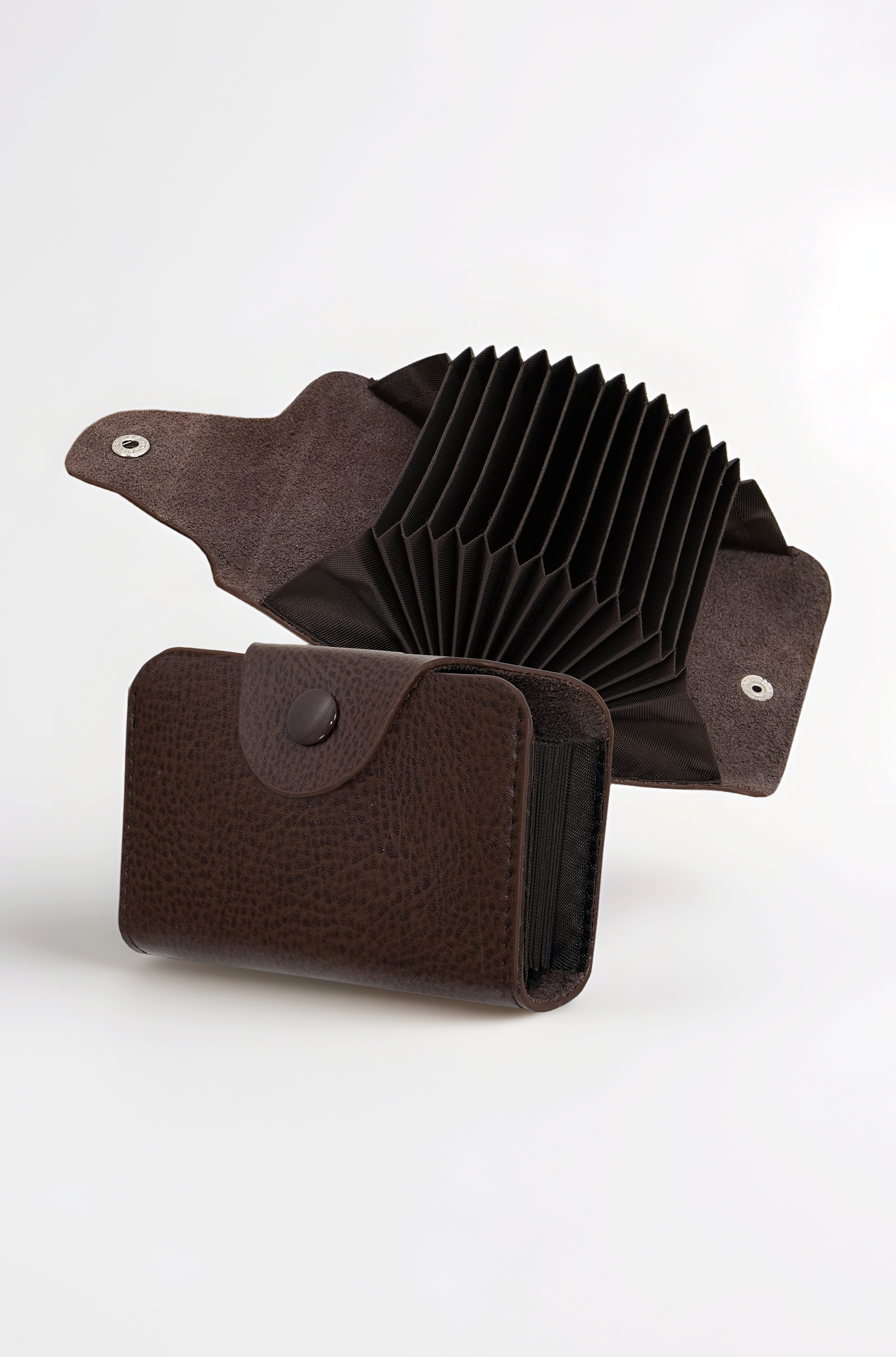 Storite 13 Slots Leather Credit Card Holder Wallet for Men & Women (10.5 x 7.5 x 2.6 cm, Brown)