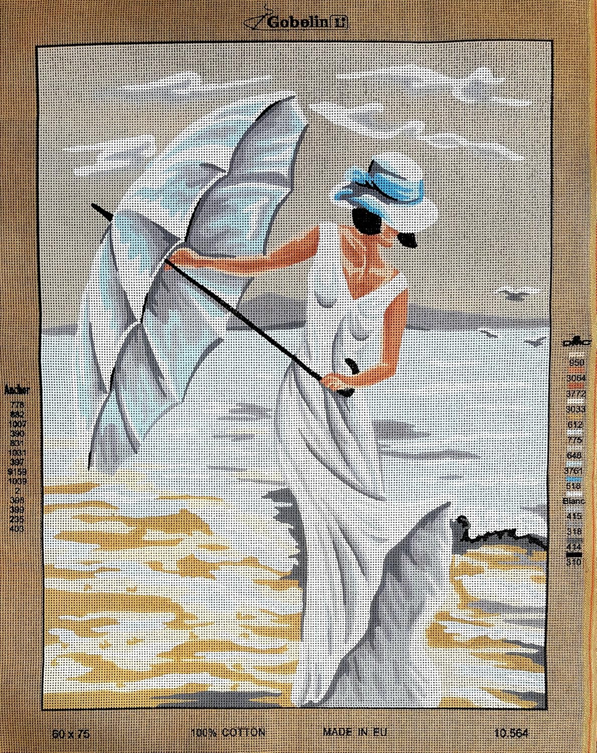 Needlepoint Painted Canvas Cross Stitch Tapestry Kit Gobelin - Young Lady. 24"x30" 10.564 by Gobelinl L