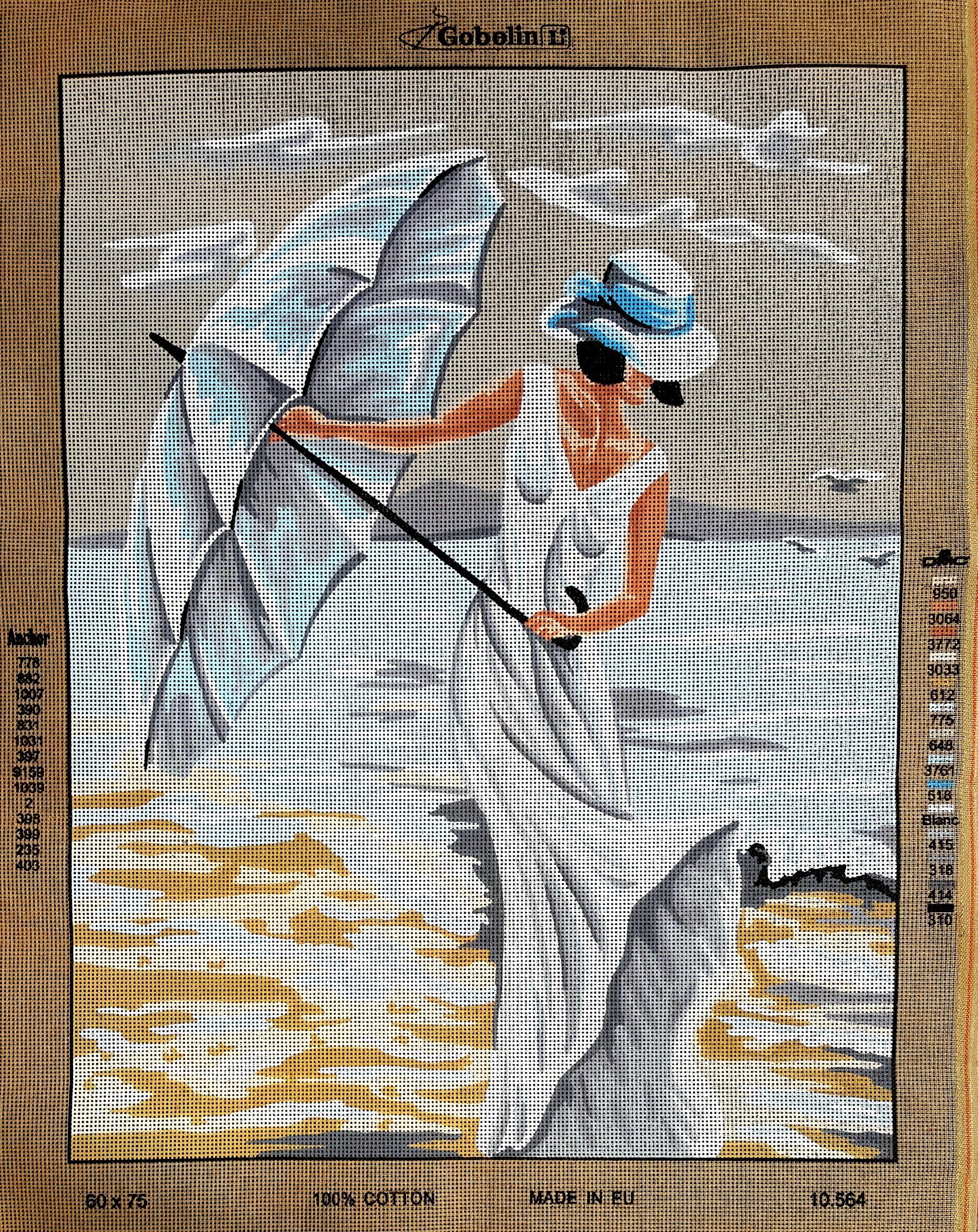 Needlepoint Painted Canvas Cross Stitch Tapestry Kit Gobelin - Young Lady. 24"x30" 10.564 by Gobelinl L