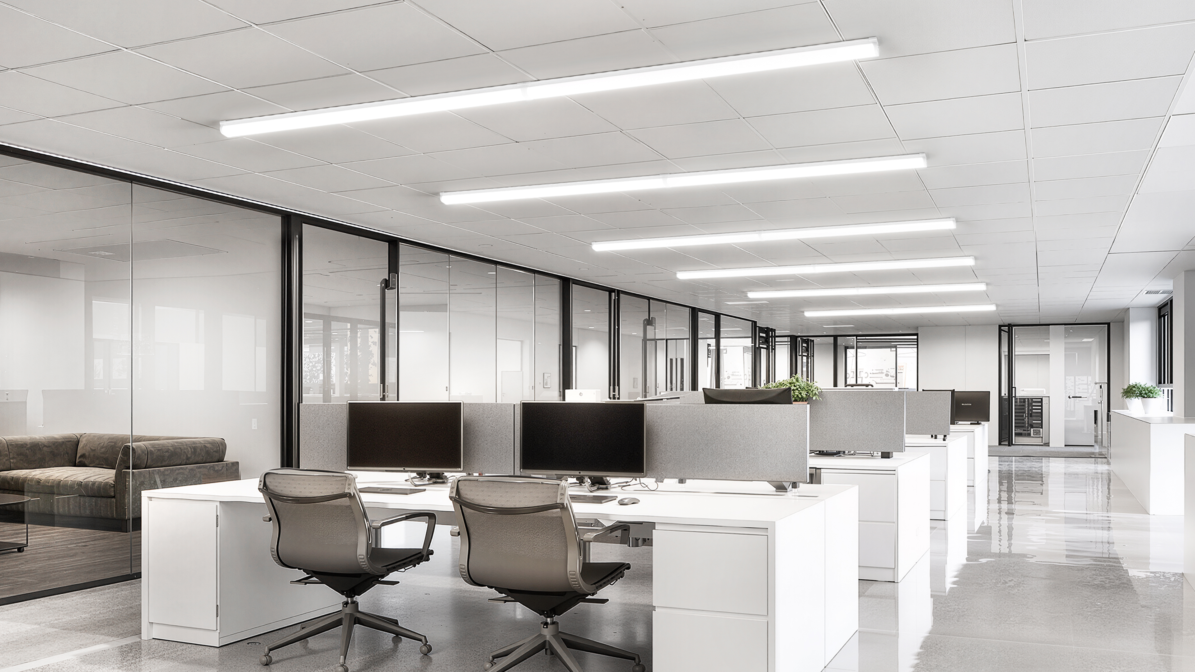 Image of Barrina LED Shop Lights for Workshop 4FT, 5000K Daylight White, 45W, 5000LM, Hidden Wiring, Linkable 4FT Light Fixture Cord with ON /Off, Frosted Cover, LED Ceiling Light for Garage, Kitchen, 2 Packs