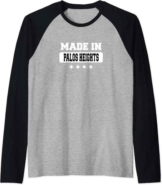 Made In Palos Heights Raglan Baseball Tee