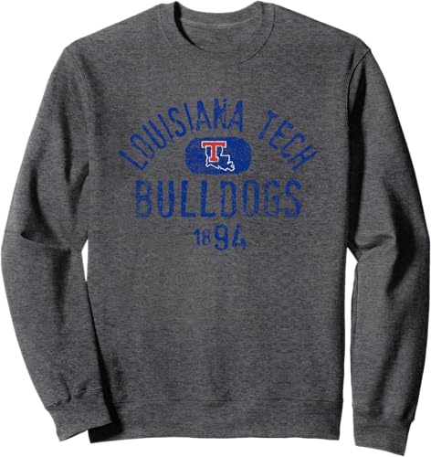 Miniatura 4 de Louisiana Tech Bulldogs Vintage 1894 - Sudadera con licencia oficial, Negro, S Negro,Jaspeado Oscuro,Gris Jaspeado