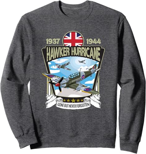 Miniatura 3 de World War 2 British Aircraft Hawker Hurricane Fighter Sweatshirt