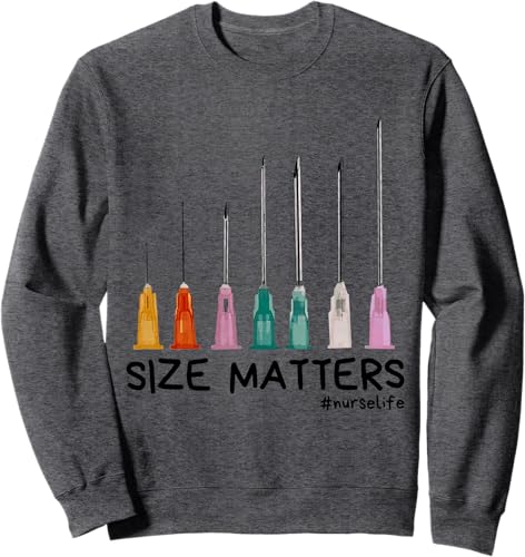 Miniatura 4 de Needle Size Matters Funny Nursing CNA Nurse Life Sweatshirt Black,Navy Blue,Dark Heather Grey,Heather Grey,Royal Blue