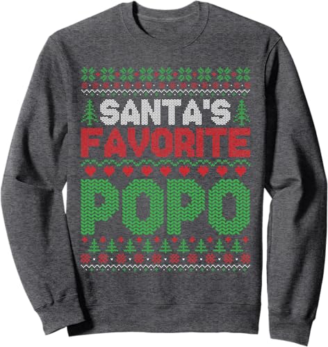Miniatura 3 de Xmas Santa's Favorite Popo Funny Ugly Christmas Sweater Sweatshirt Black,Navy Blue,Dark Heather Grey,Royal Blue