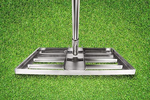 Varomorus Herramienta de nivel de césped de acero inoxidable con mango para campo de golf de césped (18 pulgadas)