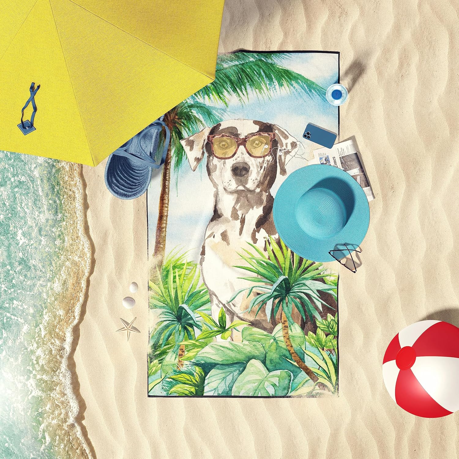 Caroline's Treasures CK3018TWL3060 Catahoula Leopard Dog Premium Beach Towel Oversized Towel Beach Blanket, Pool, Beach Essentials, Yoga, Premium Bath Towel, Quick Dry Plush