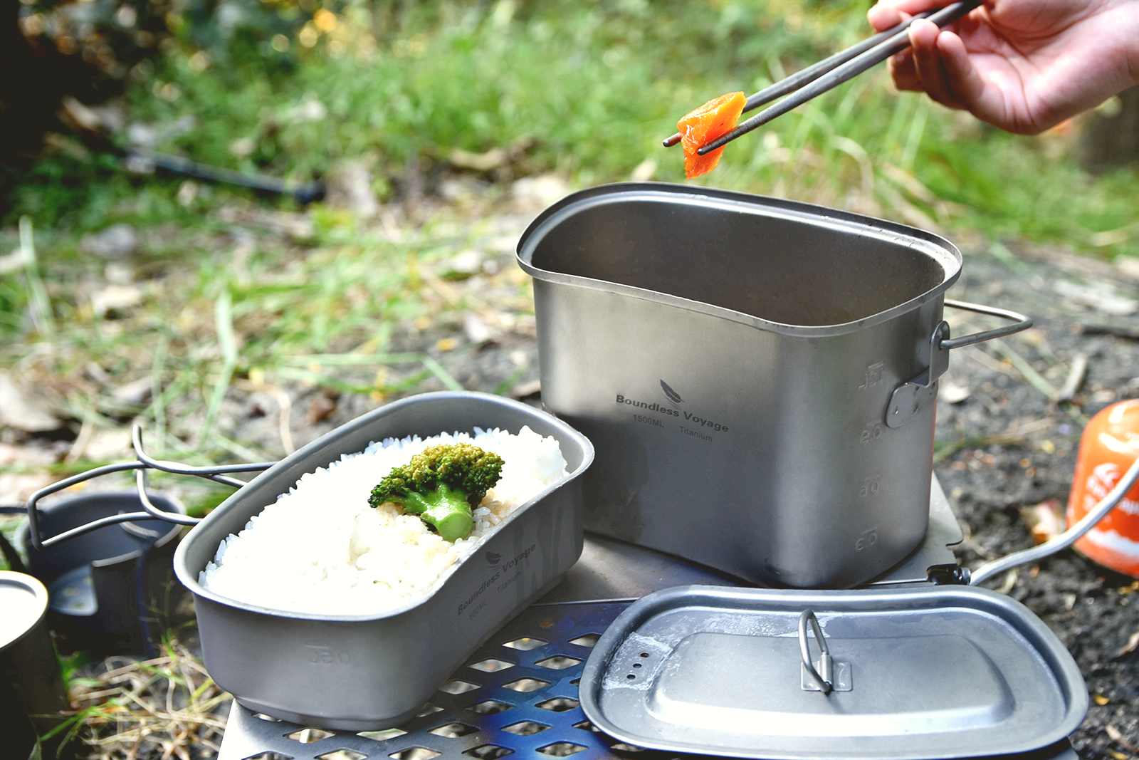 Amazon.com : Boundless Voyage Titanium Mess Kit Hanging Pot Cup