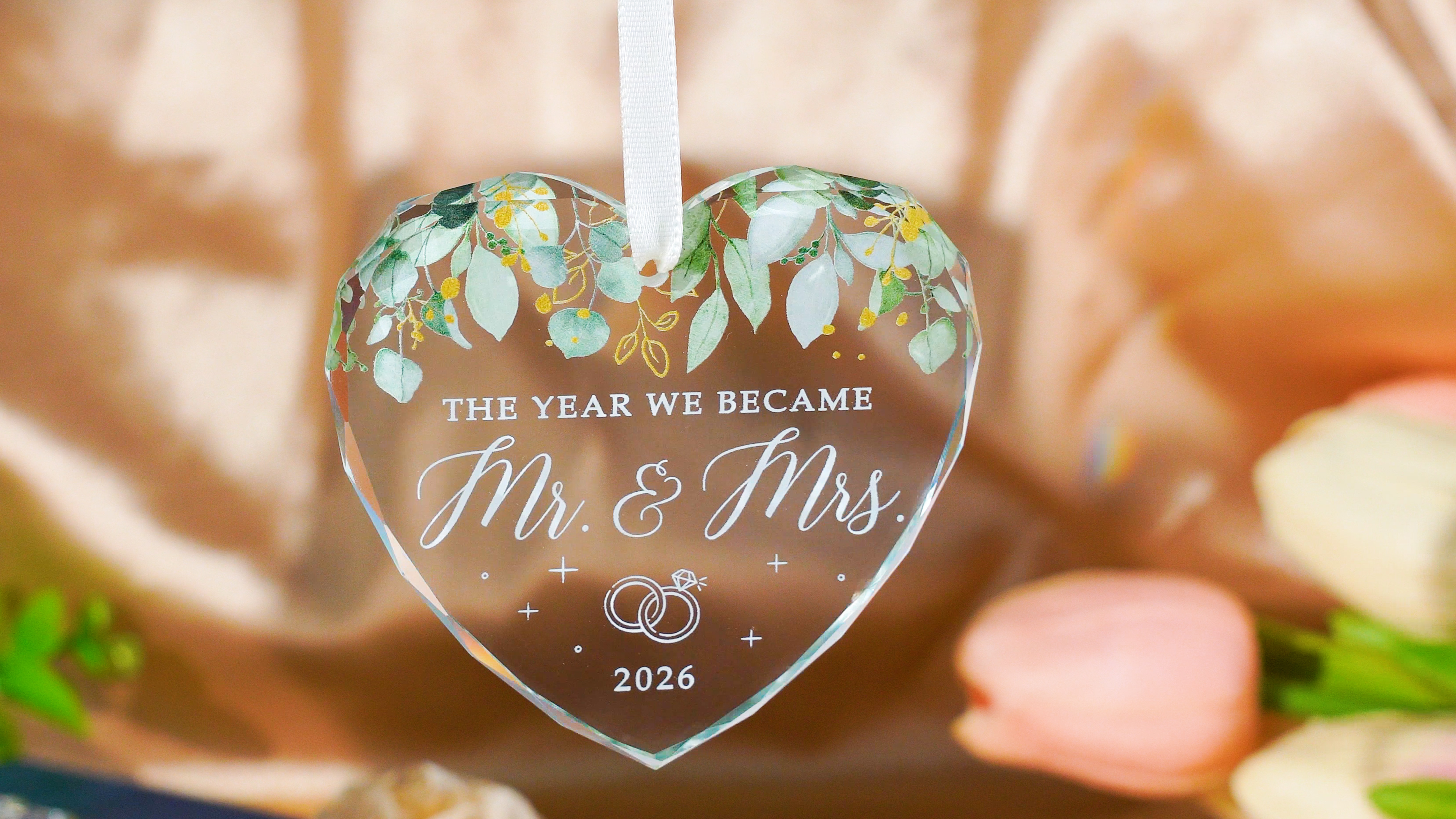 Ornamento Di Cristallo 2025 Per Matrimonio – Regalo Personalizzato Per Sposi, Mr & Mrs, Diametro 7,8 Cm