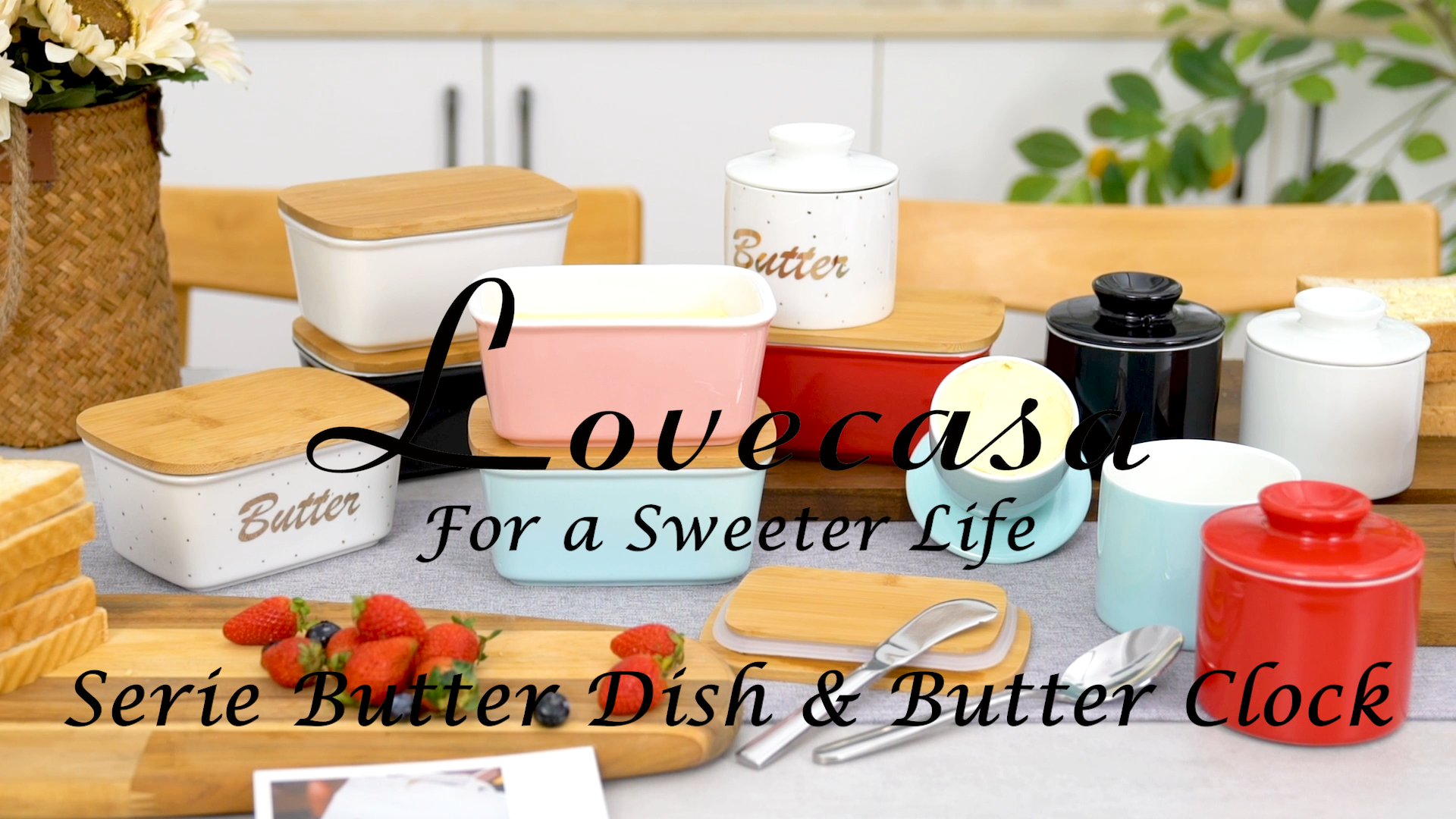 Burriera In Ceramica Con Coperchio E Fiocco Rosso - 19,3x9,7 Cm - Portaburro Da Frigorifero - Foto 11