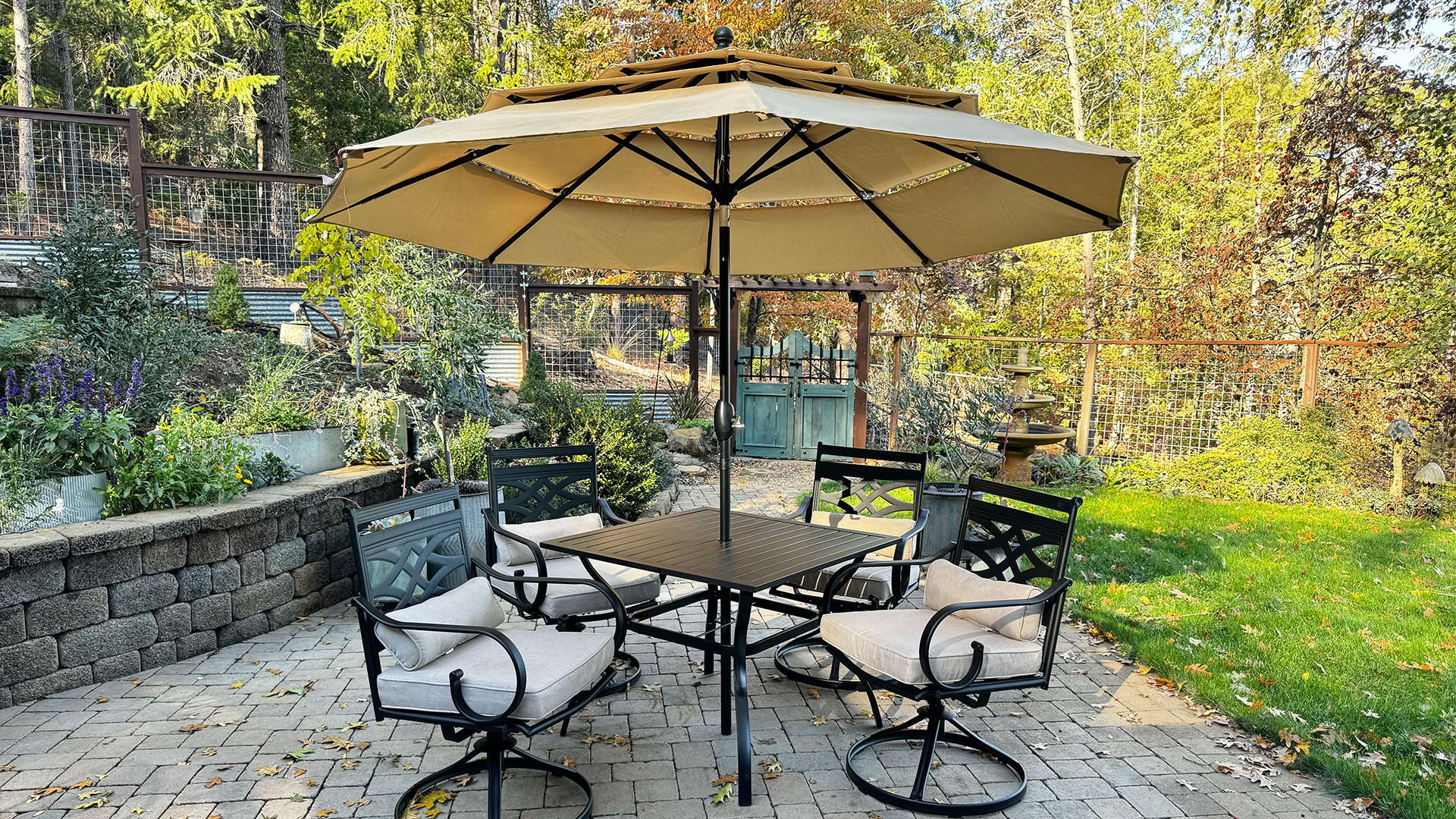 clearance patio sets with umbrella Amazon.com: MFSTUDIO Patio Dining Sets for 4, Patio Furniture Set with  Umbrella, 6 Piece Outdoor Dining Set for Deck, Poolside, Backyard, Garden ( Umbrella Base Not Included) : Patio, Lawn & Garden