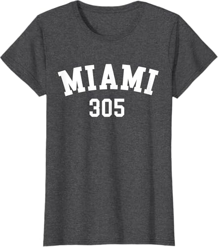 Miniatura 93 de Miami 305 USA American College Font T-Shirt Negro,Azul Marino,Azul Pastel,Arándano,Rojo,Plateado,Hierba,Verde Kelly,Marrón,Verde Oliva,Jaspeado