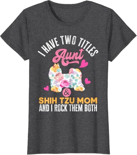 Miniatura 38 de I Have Two Titles Aunt and Shih Tzu Mom | Funny Dog Men Women T-Shirt Black,Navy Blue,Asphalt Grey,Cranberry Red,Red,Kelly Green,Dark Heather