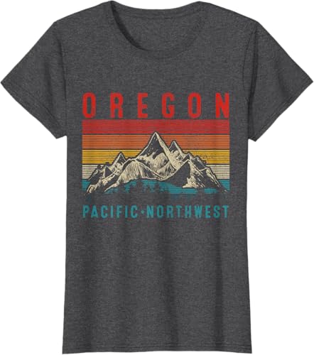 Miniatura 3 de Oregon Vintage Mountains Hiking Pacific Northwest PNW - Camiseta de regalo, Negro, S