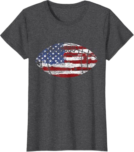 Miniatura 5 de Camiseta de regalo vintage con bandera estadounidense de fútbol americano, Negro, S
