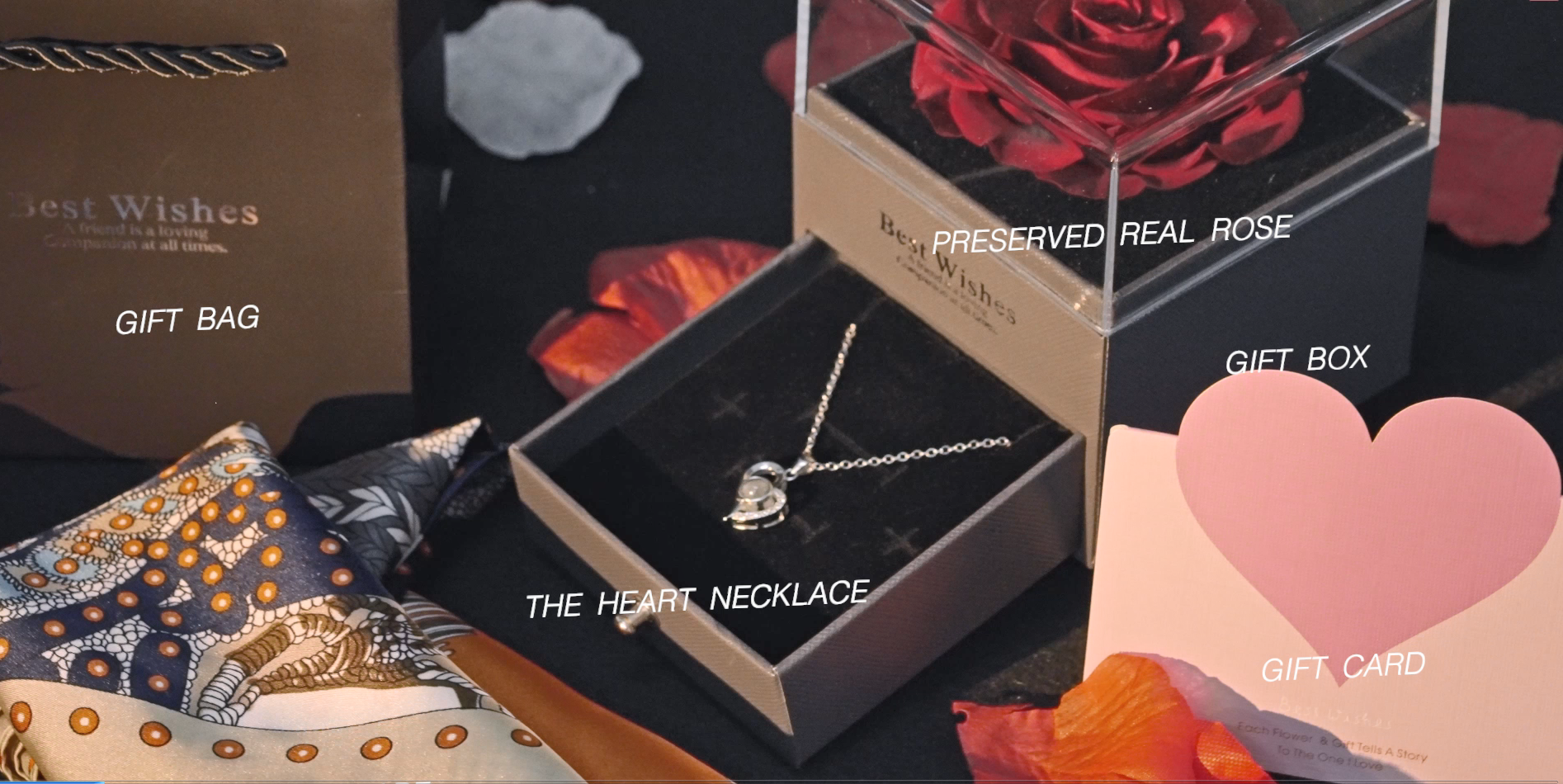 Eeuwige Roos Met Ketting Sieraden Geschenkdoos, Romantische Cadeaus Voor Haar Vrouw Vriendin Moeder Op Kerstmis Moederdag Verjaardag Jubileum Valentijnsdag