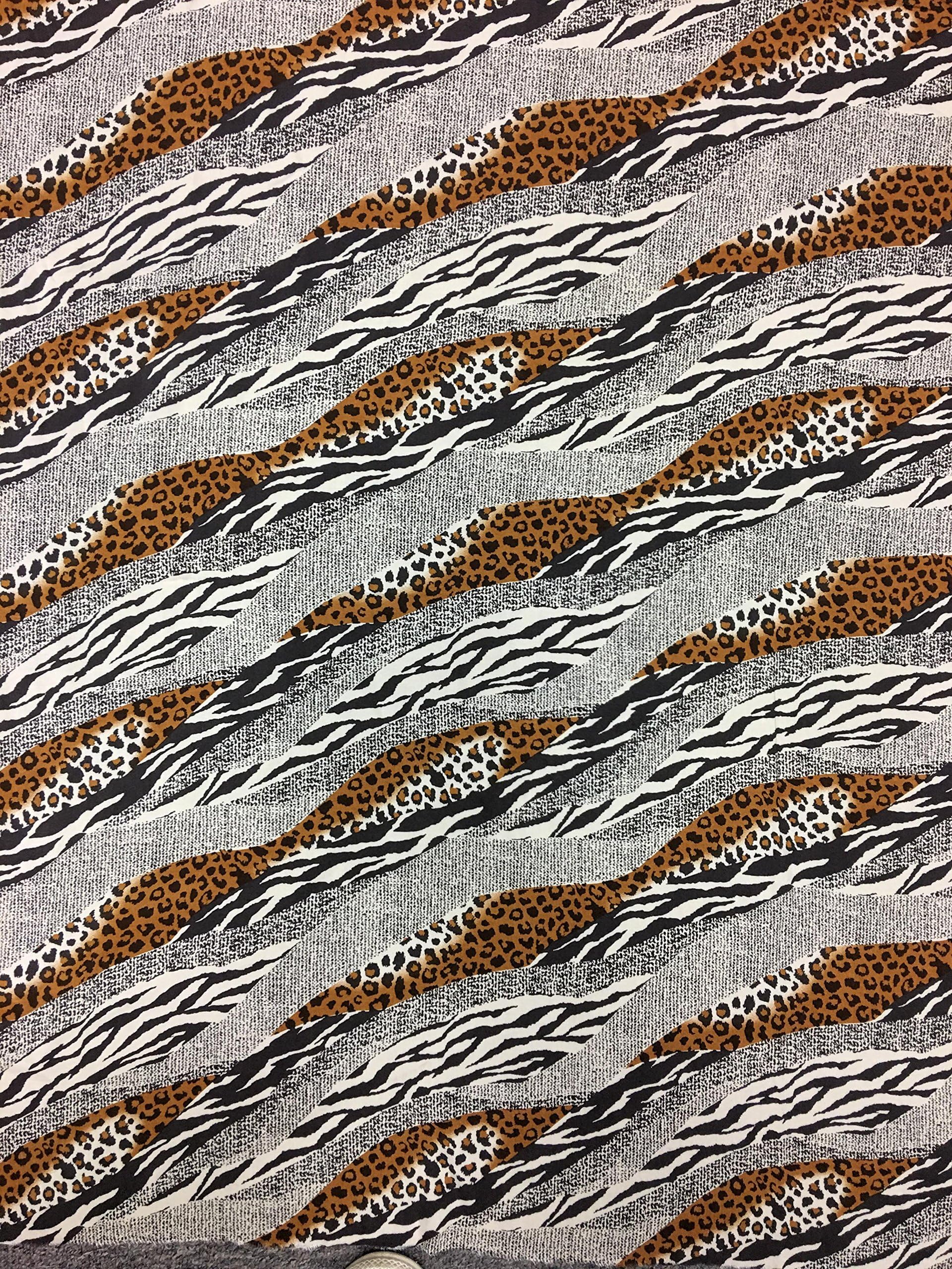 Cheetah Zebra Geometric Design Polyester None Stretch Peach Skin